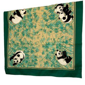PANDAS green bamboo panda print scarf ENGLAND